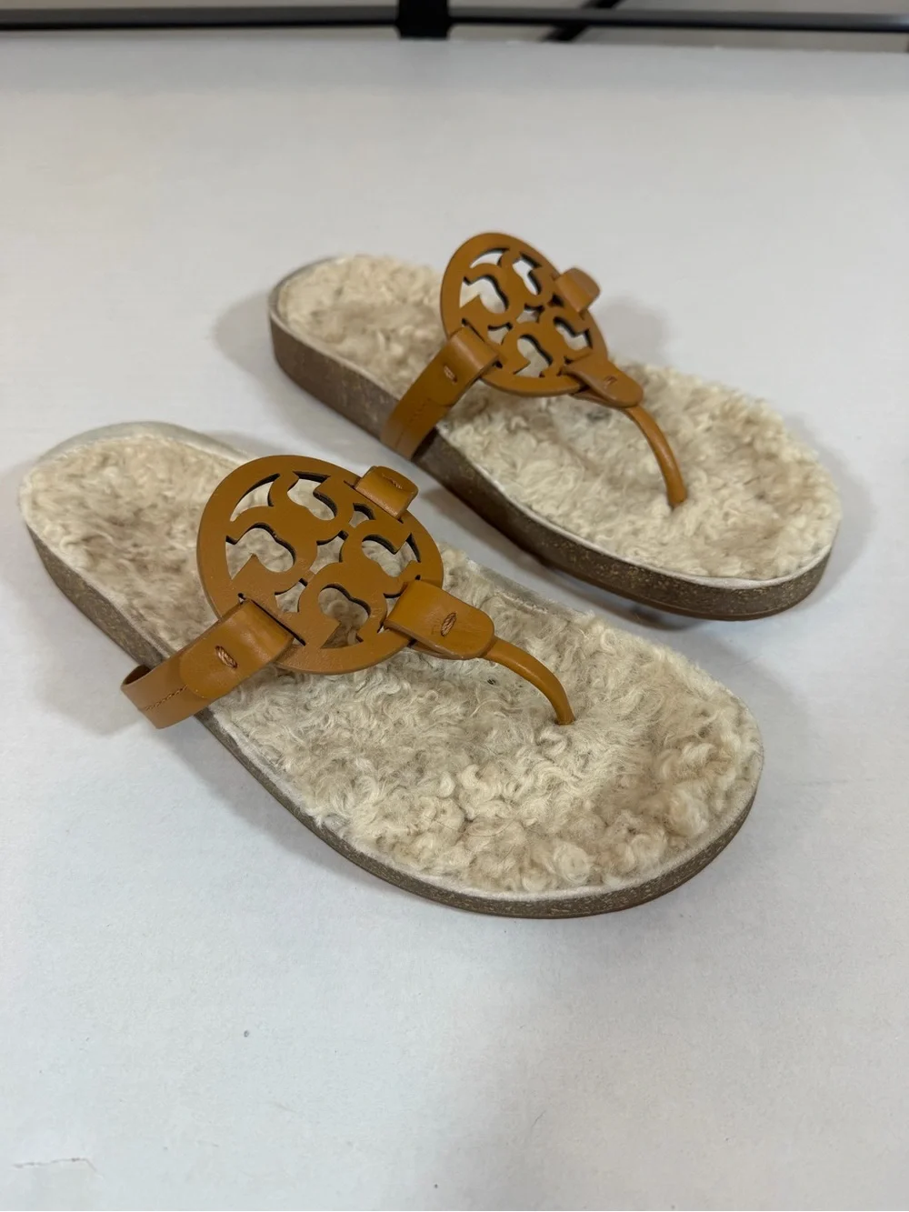 NWOT Tory Burch Miller Cloud Shearling-Nappa Leather Sandals | Size 8.5